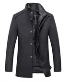 Men's Warm Quilted Winter Jacket with Stand Collar