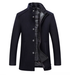 Men's Warm Quilted Winter Jacket with Stand Collar