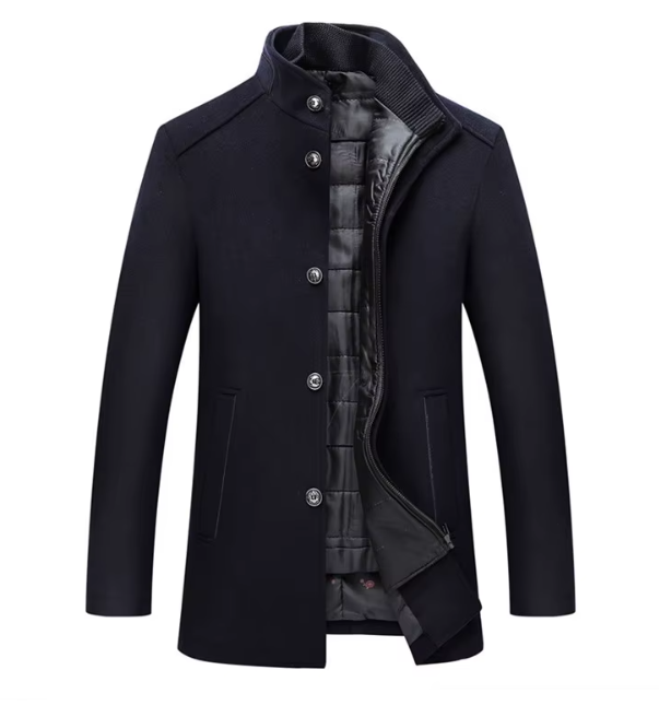 Men's Warm Quilted Winter Jacket with Stand Collar