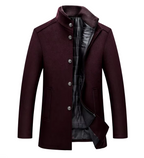 Men's Warm Quilted Winter Jacket with Stand Collar