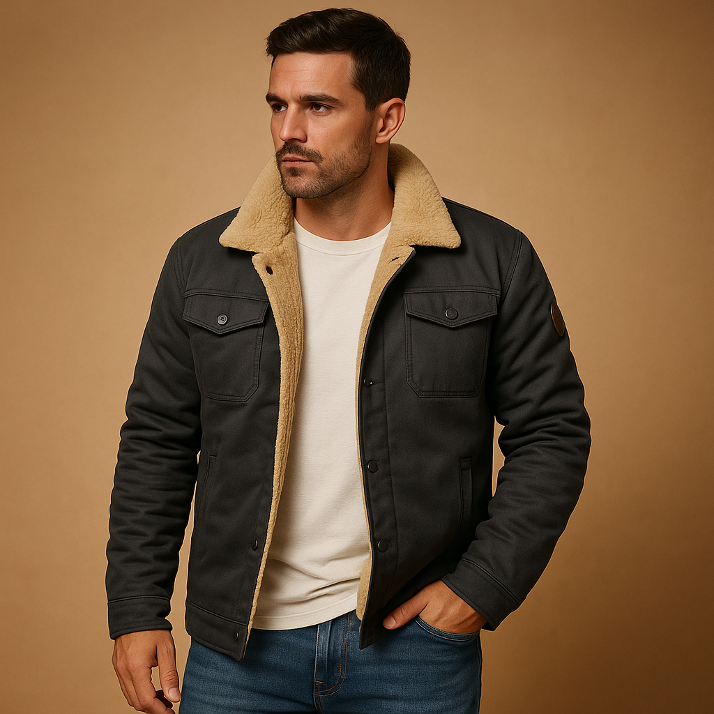 Warm Winter Bomber Jacket with Stylish Ribbed Trims