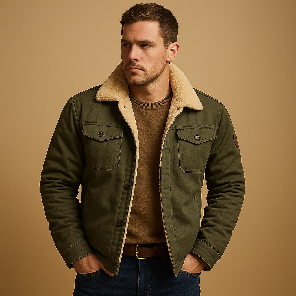 Warm Winter Bomber Jacket with Stylish Ribbed Trims