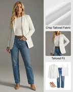 Women's Ruched Sleeve Tailored Fit Single Button
