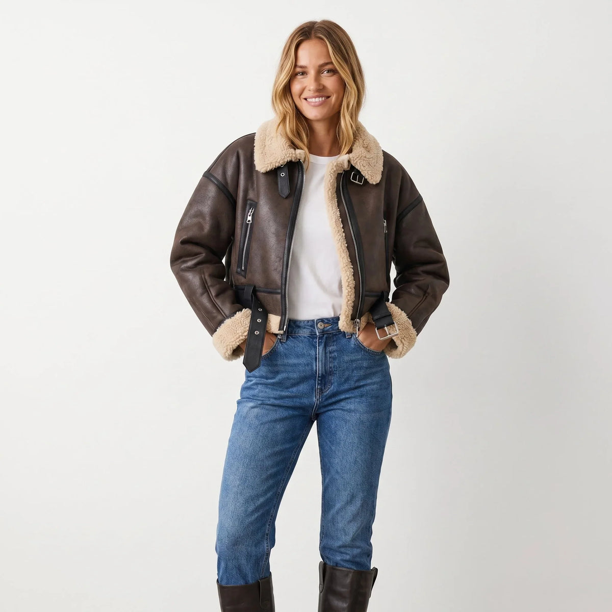 Women's Double-Sided Shearling Lined