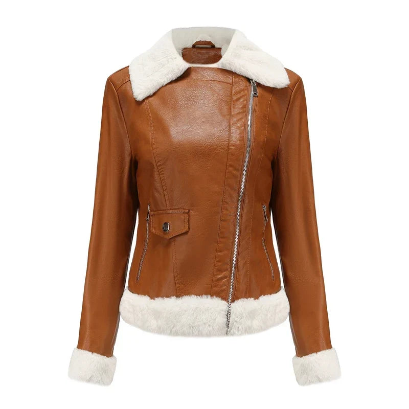 Women's Leather Shearling Lined Zipper