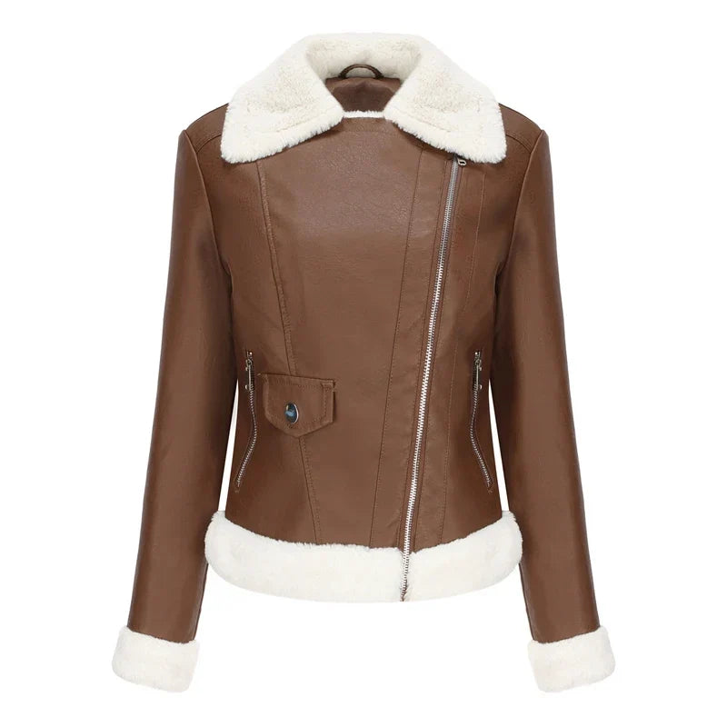 Women's Leather Shearling Lined Zipper