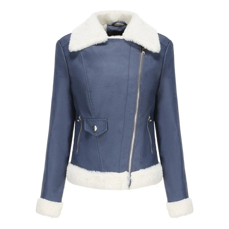 Women's Leather Shearling Lined Zipper