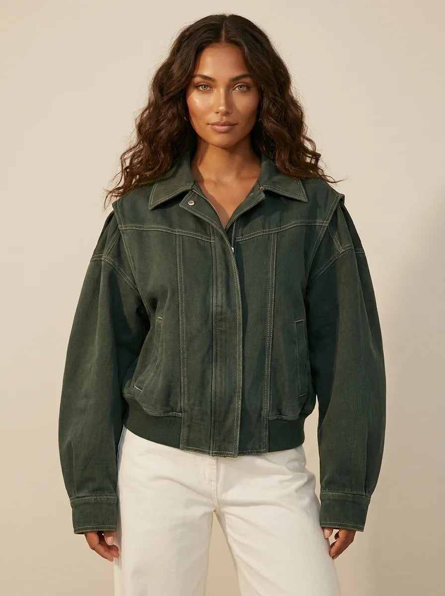 Women's Starter Jacket Contrast Stitch Oversized