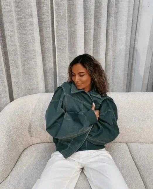 Women's Starter Jacket Contrast Stitch Oversized