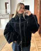 Women's Starter Jacket Contrast Stitch Oversized