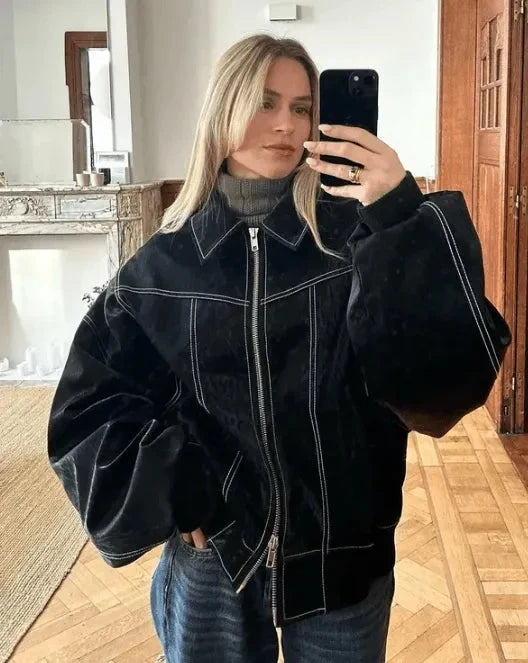 Women's Starter Jacket Contrast Stitch Oversized