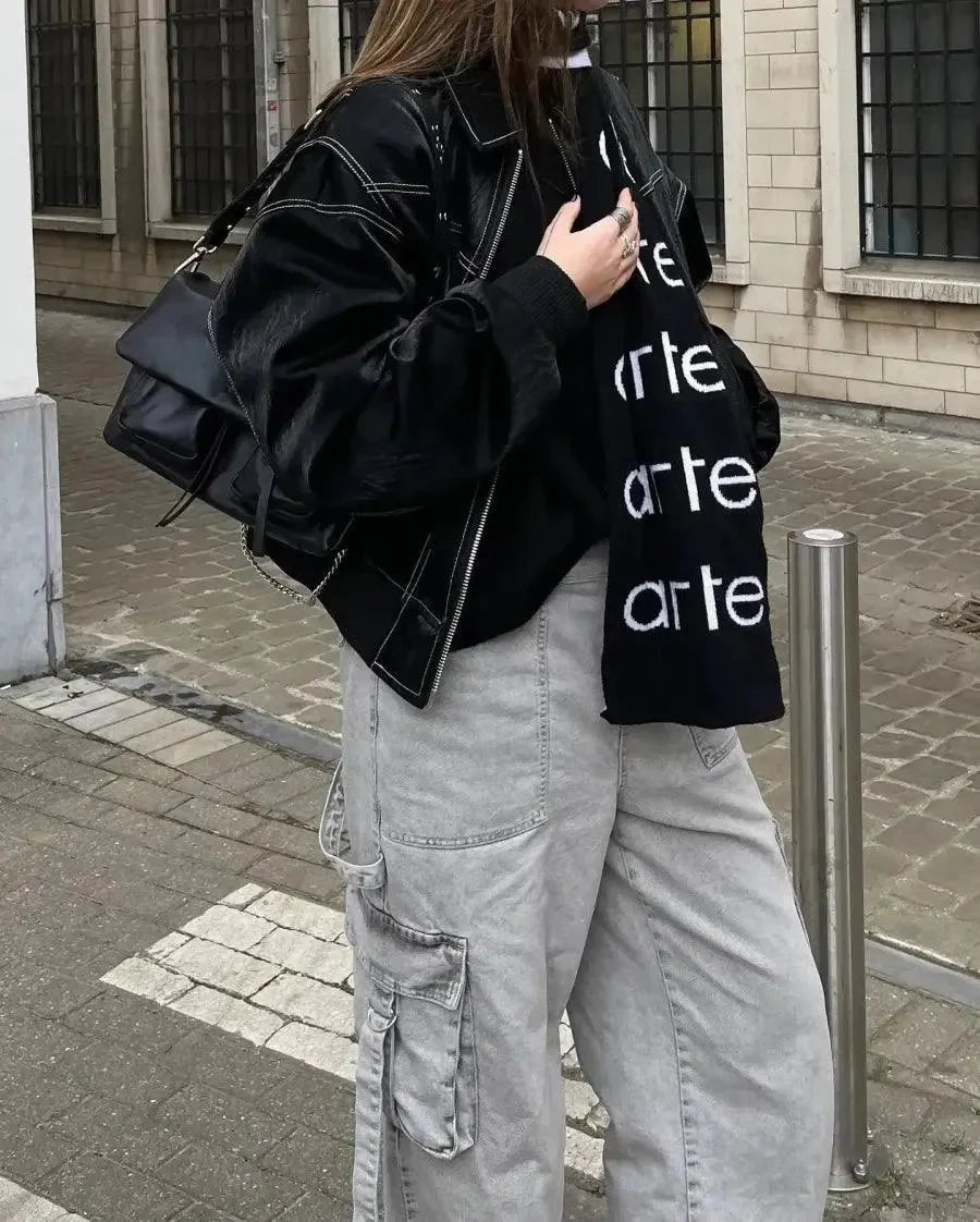 Women's Starter Jacket Contrast Stitch Oversized