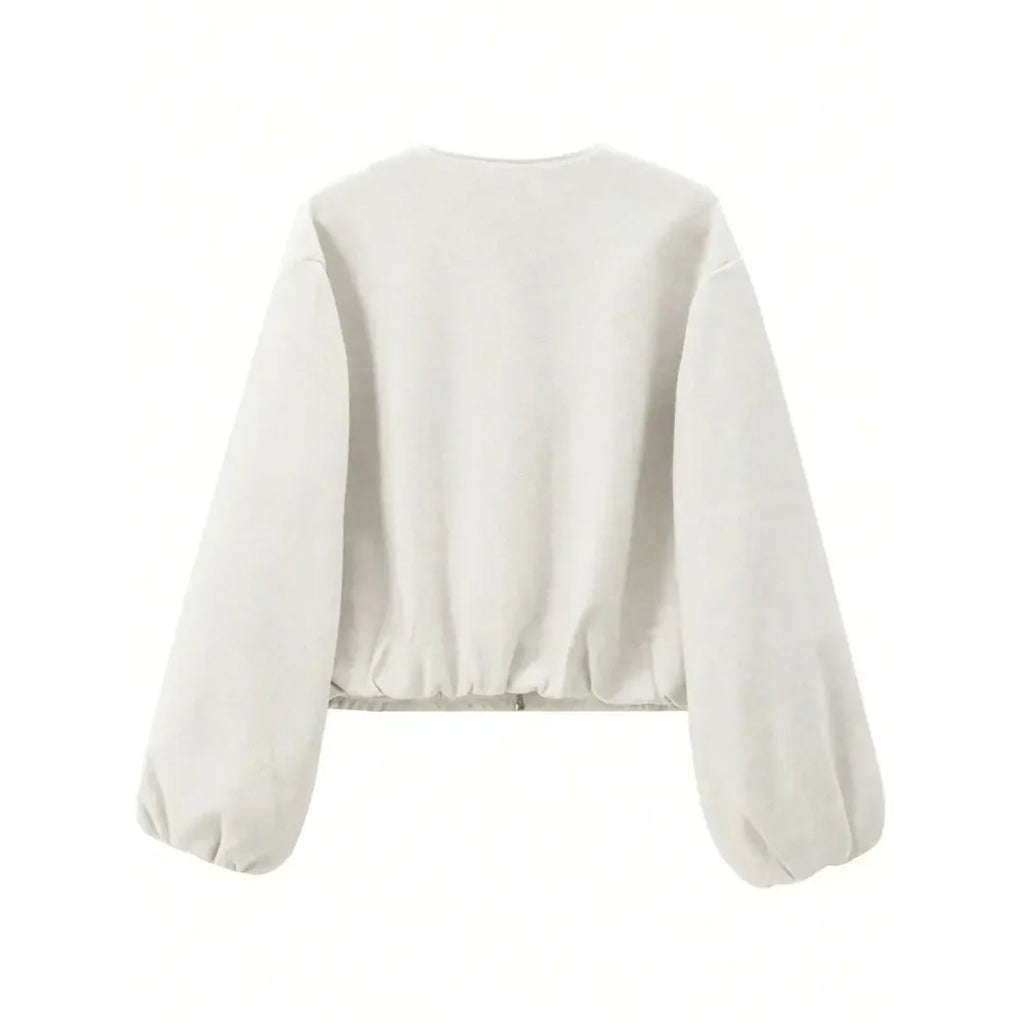 Women's Zip Front Balloon Sleeve