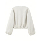 Women's Zip Front Balloon Sleeve