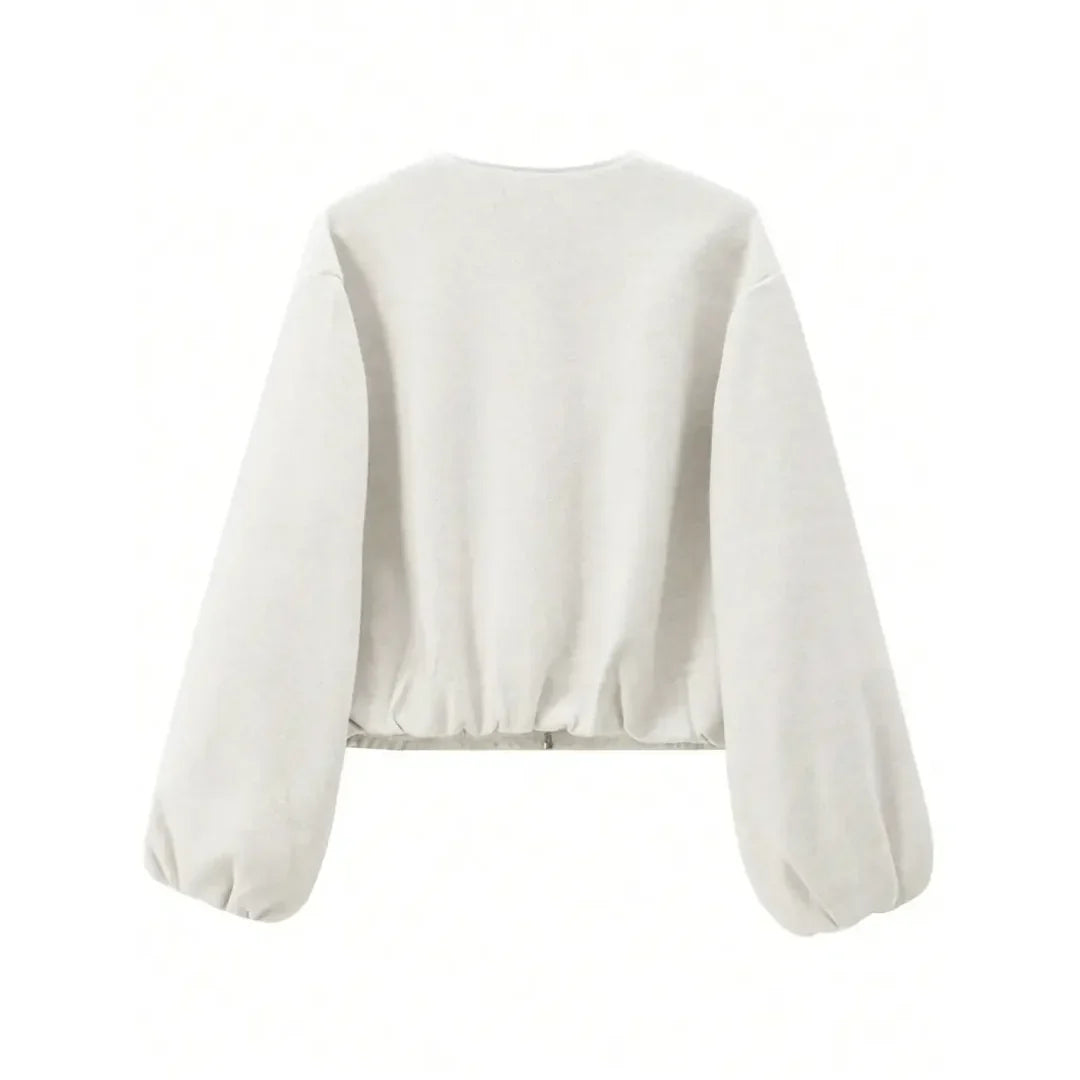 Women's Zip Front Balloon Sleeve