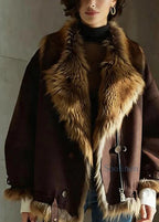 Women's Faux Fur Collar Buckle Detail