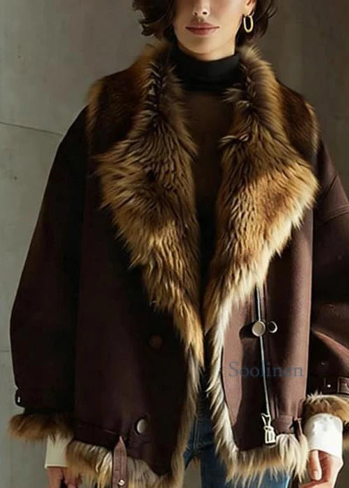 Women's Faux Fur Collar Buckle Detail
