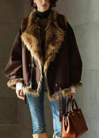Women's Faux Fur Collar Buckle Detail