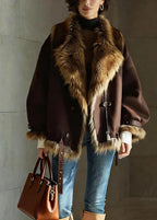Women's Faux Fur Collar Buckle Detail
