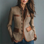 Women's Tweed Collar Button Front