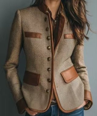 Women's Tweed Collar Button Front
