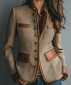 Women's Tweed Collar Button Front