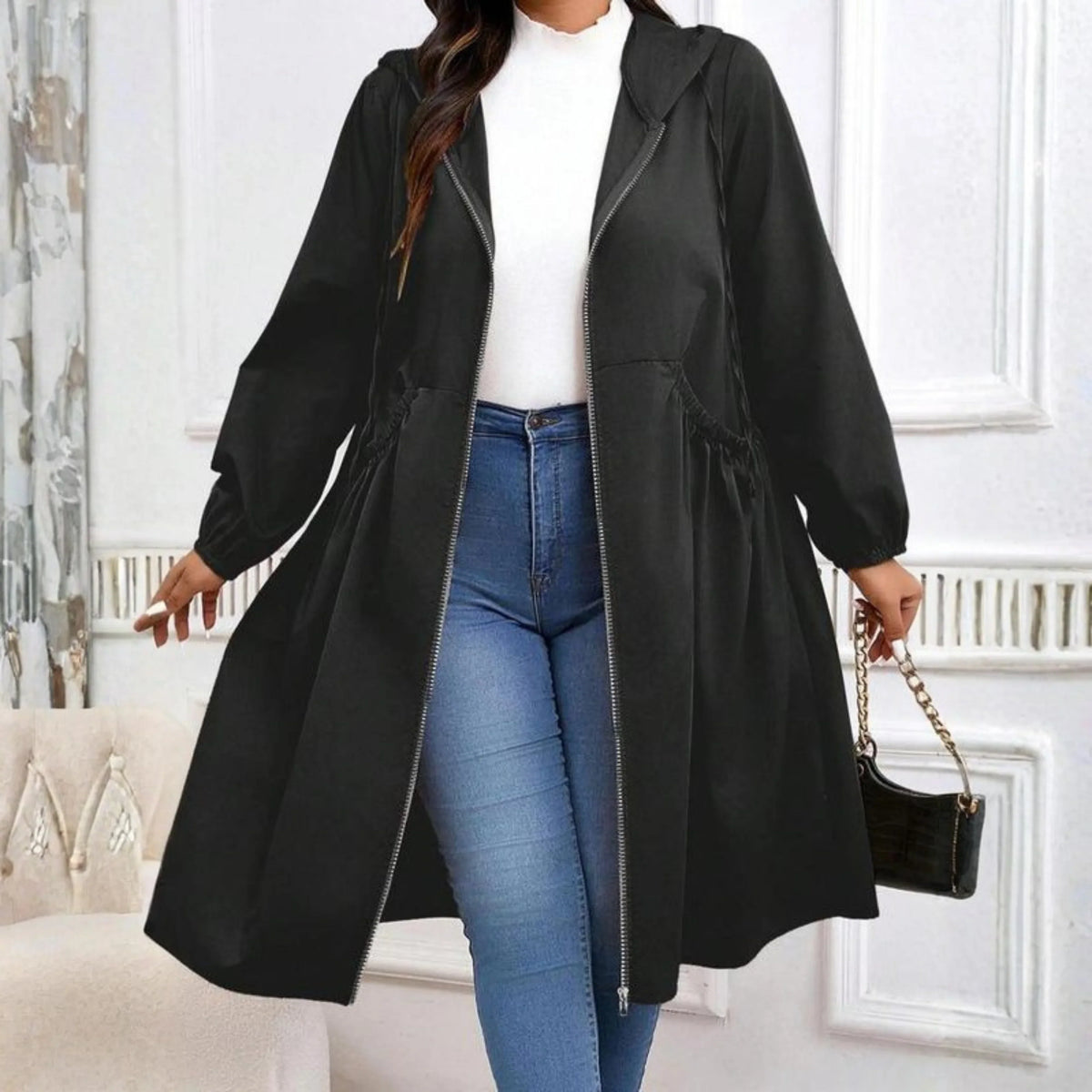 Women's Plus Size Zip-Up Hooded
