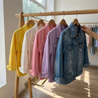 Women's Cropped Button Front Long Sleeve