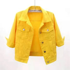 Women's Cropped Button Front Long Sleeve