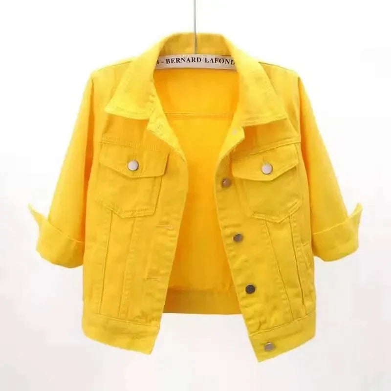 Women's Cropped Button Front Long Sleeve