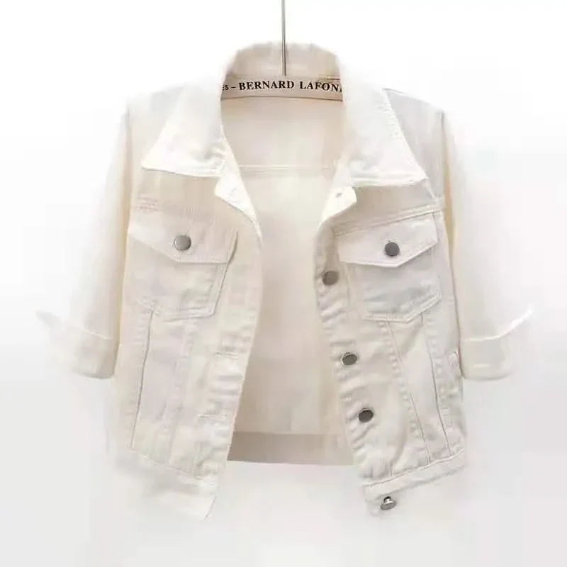 Women's Cropped Button Front Long Sleeve