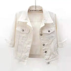 Women's Cropped Button Front Long Sleeve