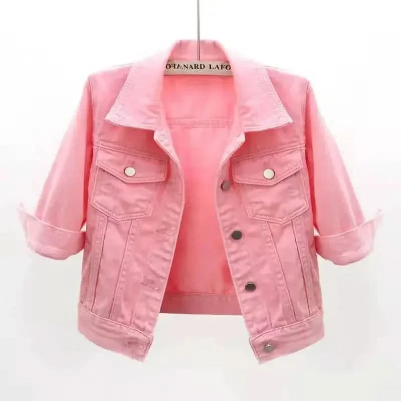 Women's Cropped Button Front Long Sleeve