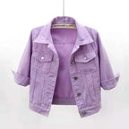 Women's Cropped Button Front Long Sleeve