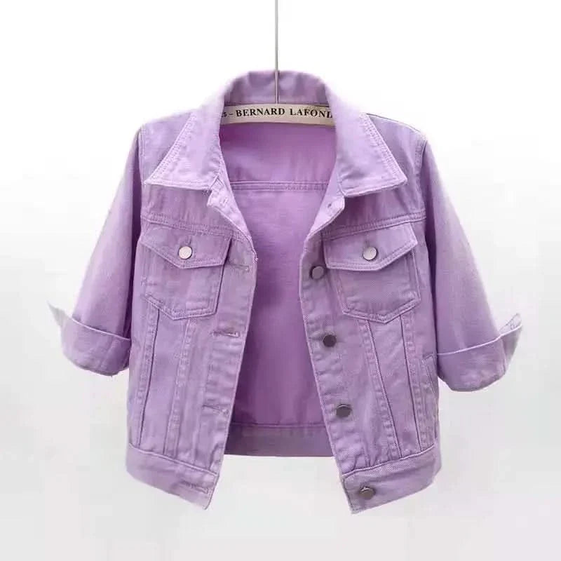 Women's Cropped Button Front Long Sleeve