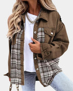 Women's Plaid Contrast Long Sleeve