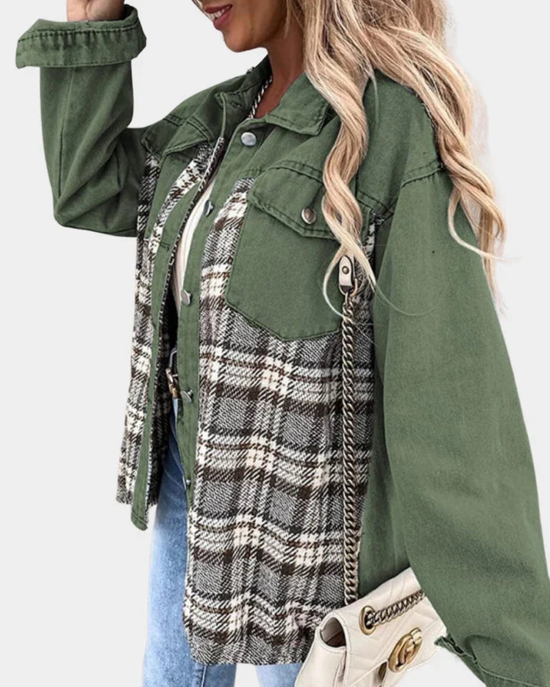 Women's Plaid Contrast Long Sleeve