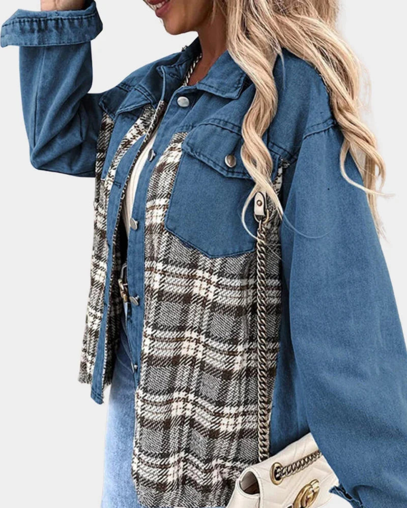 Women's Plaid Contrast Long Sleeve