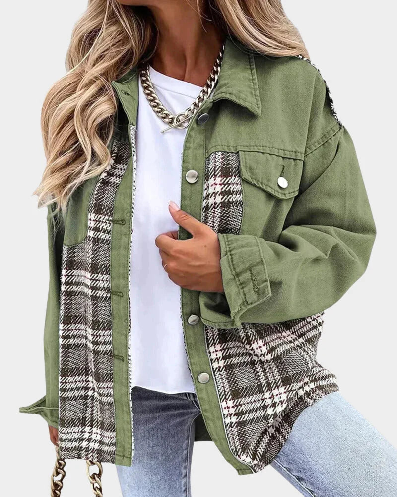Women's Plaid Contrast Long Sleeve