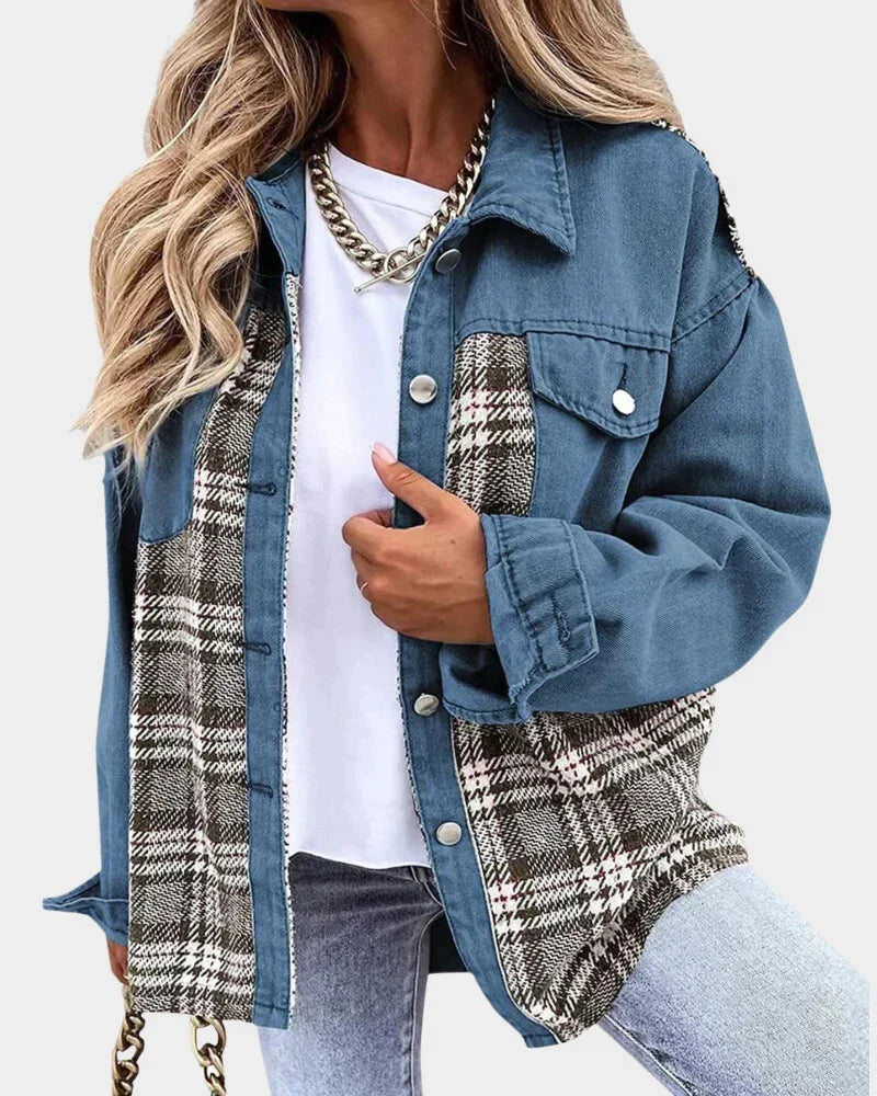 Women's Plaid Contrast Long Sleeve