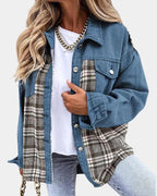Women's Plaid Contrast Long Sleeve
