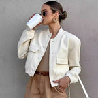 Women's Cropped Snap Button Flap Pocket