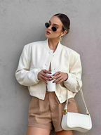 Women's Cropped Snap Button Flap Pocket