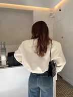 Women's Cropped Snap Button Flap Pocket
