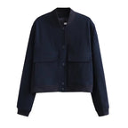 Women's Cropped Snap Button Flap Pocket