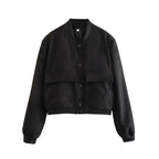 Women's Cropped Snap Button Flap Pocket