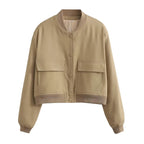 Women's Cropped Snap Button Flap Pocket