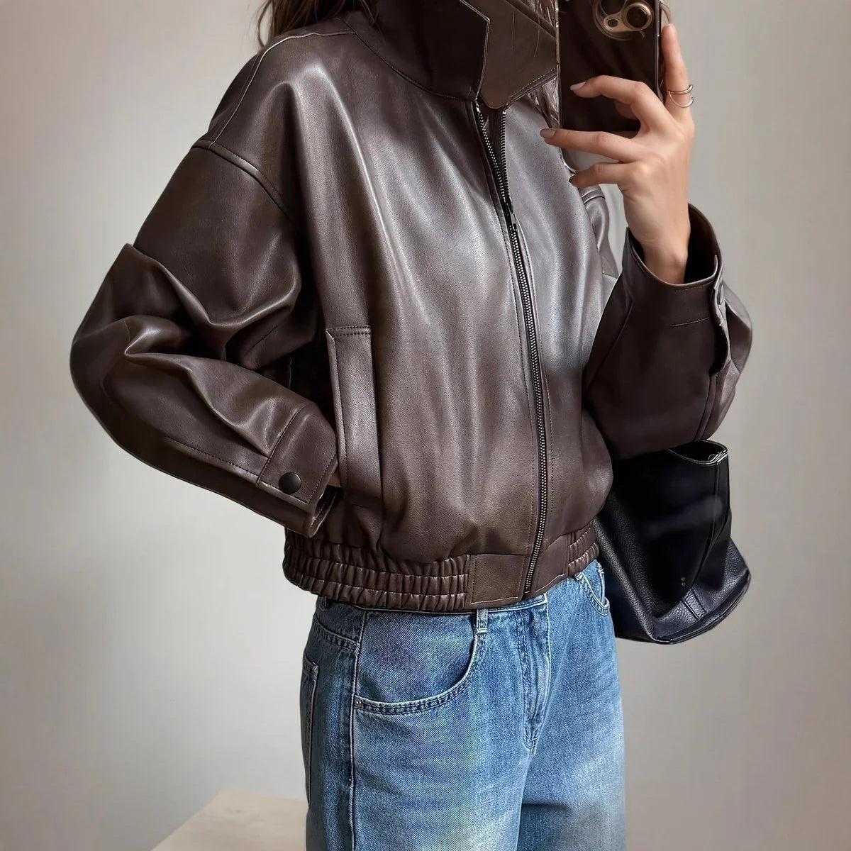 Women's Zip-Up Cropped Long Sleeve