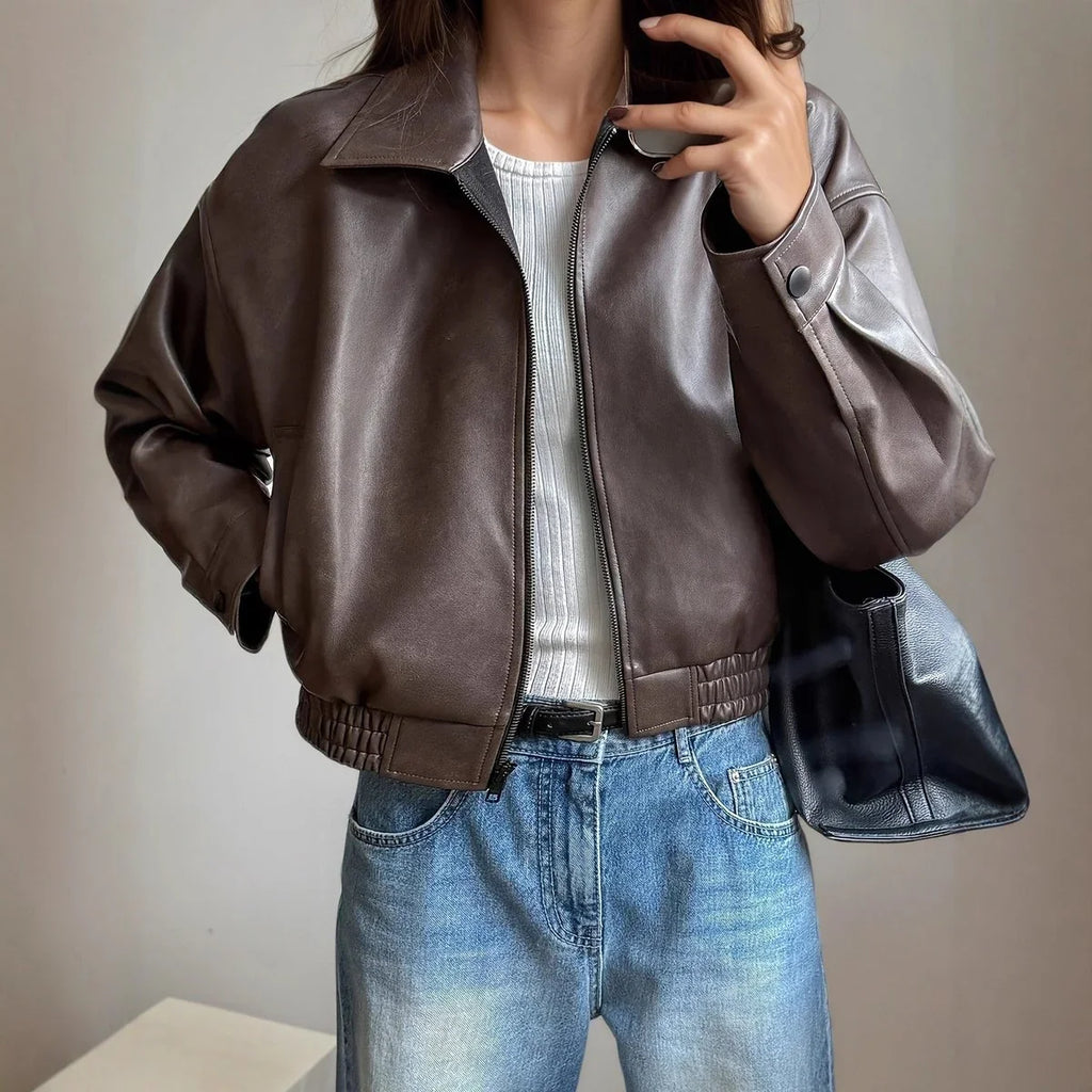 Women's Zip-Up Cropped Long Sleeve