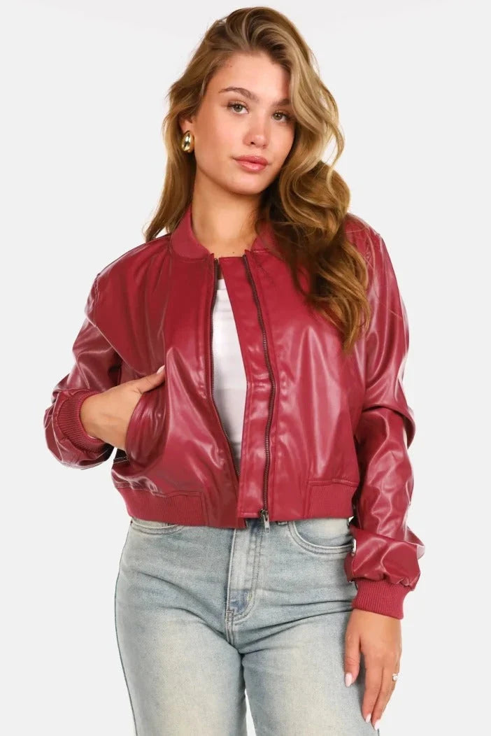 Women's Bomber Ribbed Cuffs Zip Front